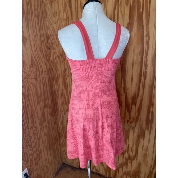 Patagonia Fit Flare Mini Dress V-Neck Geometric Sleeveless Stretch Pink Sz S - Picture 2 of 9